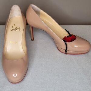 Christian Louboutin Nude Patent Leather Heel Pumps Size 36